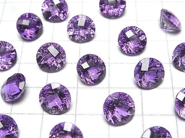 Hochwertiger Amethyst AAA lose Stein geschnitzt runder Checker-Schliff 10x10mm 1 Stück