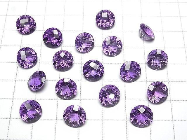 Hochwertiger Amethyst AAA lose Stein geschnitzt runder Checker-Schliff 10x10mm 1 Stück