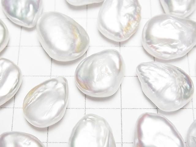 Süßwasserperle AA++ lose Stein natürliche Tropfenform 16-20mm weiß 5 Stück