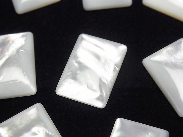 Hochwertige weiße Muschel (Silberlippen-Auster) AAA rechteckiger Cabochon 18x13mm 2 Stück