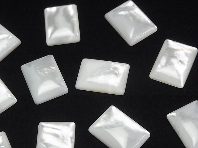 Hochwertige weiße Muschel (Silberlippen-Auster) AAA rechteckiger Cabochon 18x13mm 2 Stück