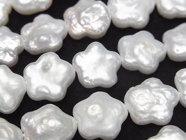 Fresh Water Pearl AA Flower 11x11x4mm White half or 1strand beads (aprx.15inch/36cm)
