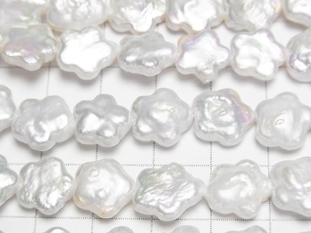 Fresh Water Pearl AA Flower 11x11x4mm White half or 1strand beads (aprx.15inch/36cm)