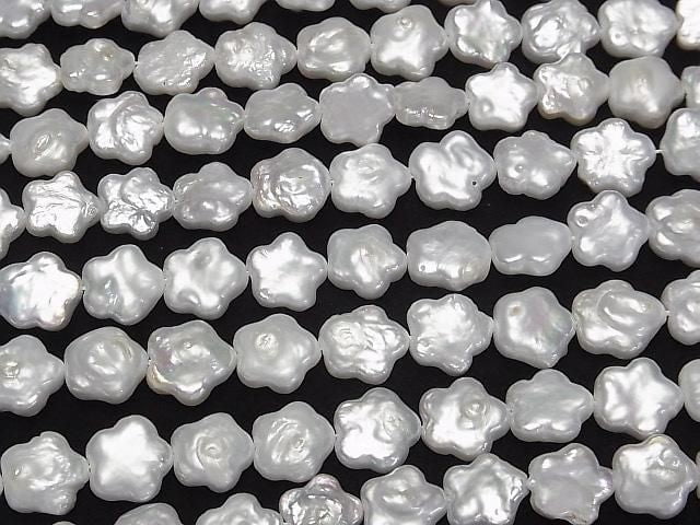 Fresh Water Pearl AA Flower 11x11x4mm White half or 1strand beads (aprx.15inch/36cm)