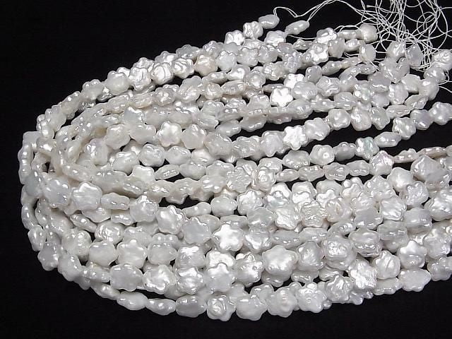 Fresh Water Pearl AA Flower 11x11x4mm White half or 1strand beads (aprx.15inch/36cm)