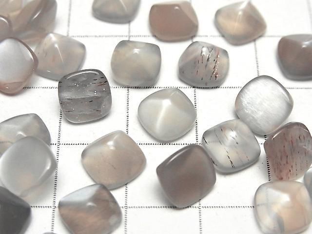 Hochwertiger braun-grauer Mondstein AAA- Zuckerhut-Schliff 8x8mm 3 Stück
