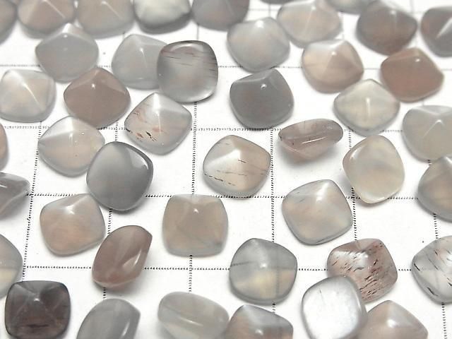 Hochwertiger braun-grauer Mondstein AAA- Zuckerhut-Schliff 8x8mm 3 Stück