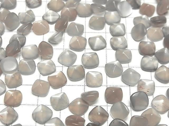 Hochwertiger braun-grauer Mondstein AAA- Zuckerhut-Schliff 8x8mm 3 Stück