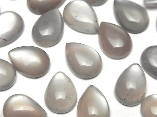 Braun-grauer Mondstein AAA Tropfenform Cabochon 14x10mm 2 Stück