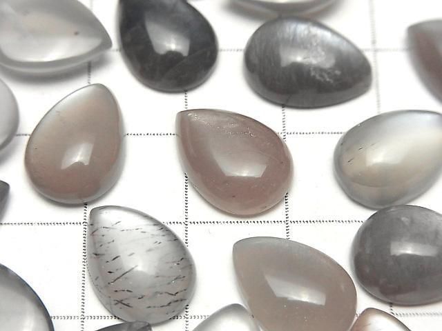 Braun-grauer Mondstein AAA Tropfenform Cabochon 14x10mm 2 Stück
