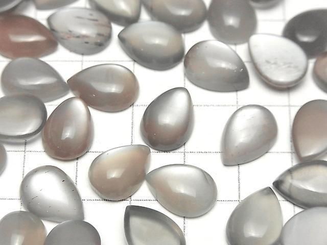 Braun-grauer Mondstein AAA Tropfenform Cabochon 14x10mm 2 Stück