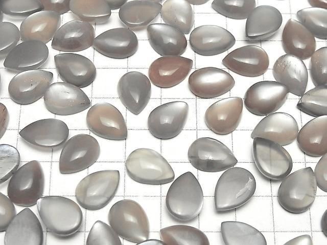 Braun-grauer Mondstein AAA Tropfenform Cabochon 14x10mm 2 Stück
