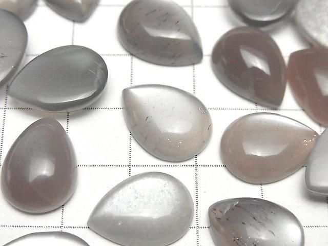 Braun-grauer Mondstein AAA Tropfenform Cabochon 16x12mm 2 Stück