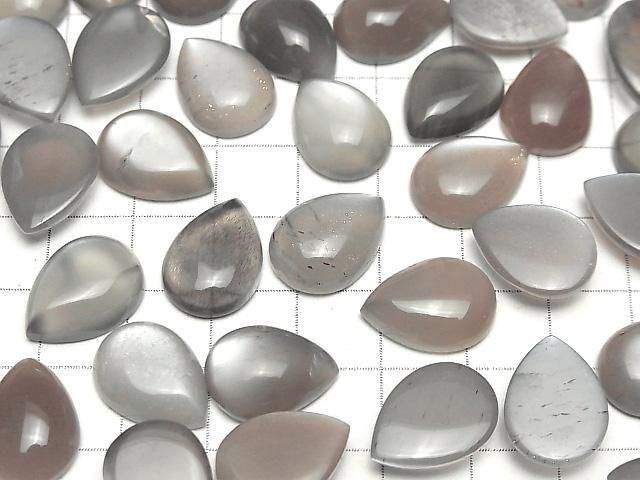 Braun-grauer Mondstein AAA Tropfenform Cabochon 16x12mm 2 Stück