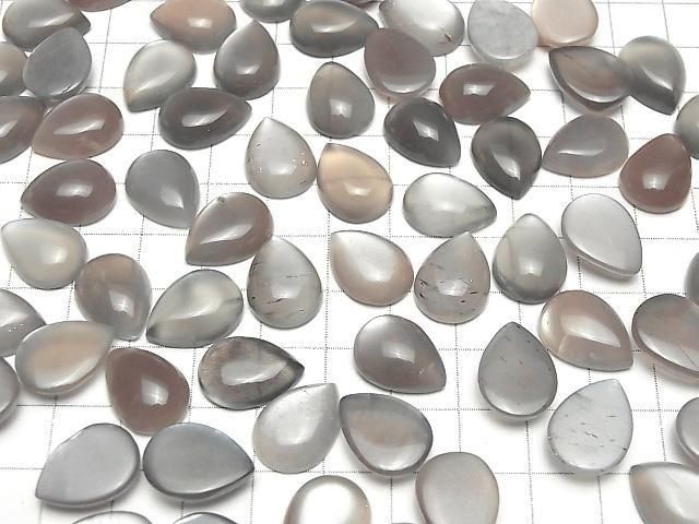Braun-grauer Mondstein AAA Tropfenform Cabochon 16x12mm 2 Stück