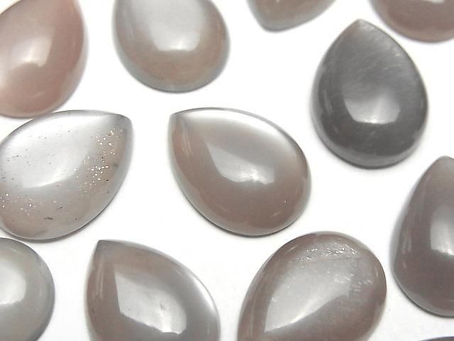 Braun-grauer Mondstein AAA- Tropfenform Cabochon 18x13mm 2 Stück