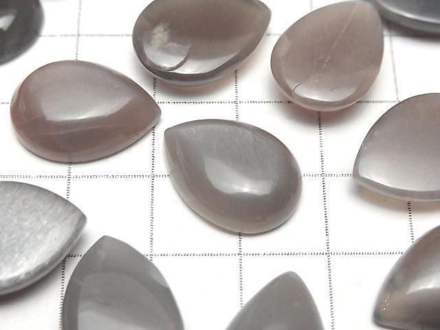 Braun-grauer Mondstein AAA- Tropfenform Cabochon 18x13mm 2 Stück