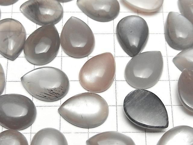 Braun-grauer Mondstein AAA- Tropfenform Cabochon 18x13mm 2 Stück
