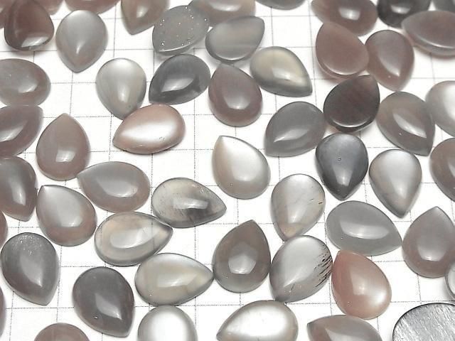 Braun-grauer Mondstein AAA- Tropfenform Cabochon 18x13mm 2 Stück