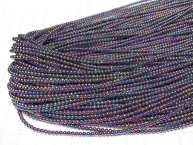 Hämatit Rund 2mm metallisch beschichtet 1Strang Perlen (ca. 15 Zoll/38 cm)