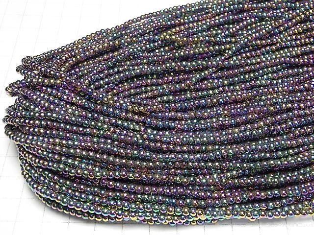 Hämatit Rund 3mm metallisch beschichtet 1Strang Perlen (ca. 15 Zoll/37 cm)