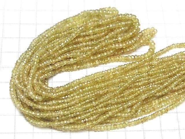 Hochwertiger Sphene AAA facettierte Knopf Rondelle halb oder 1Strang Perlen (ca. 15 Zoll/38 cm)