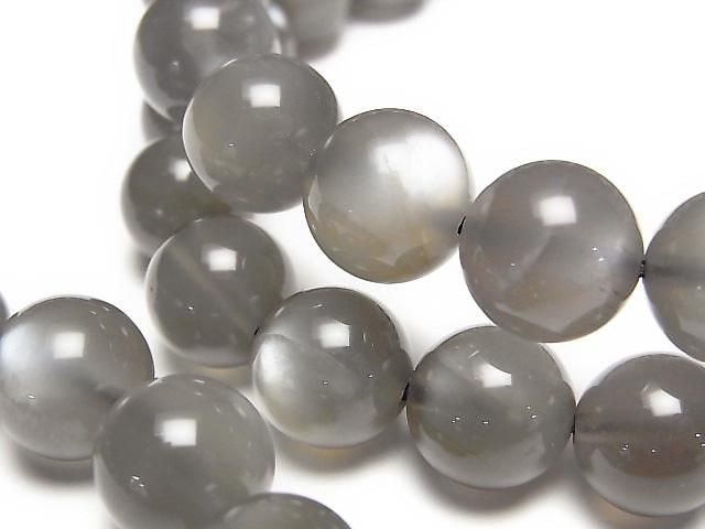 灰月光石 AAA 級 - 圓形 10mm 1串珠子 (手鍊)