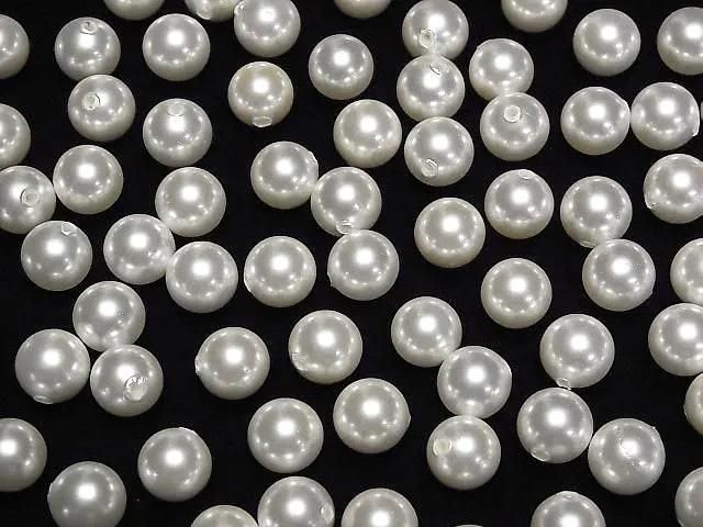 Muschelperle Weiß halb durchbohrt Rund 10mm 10Stück