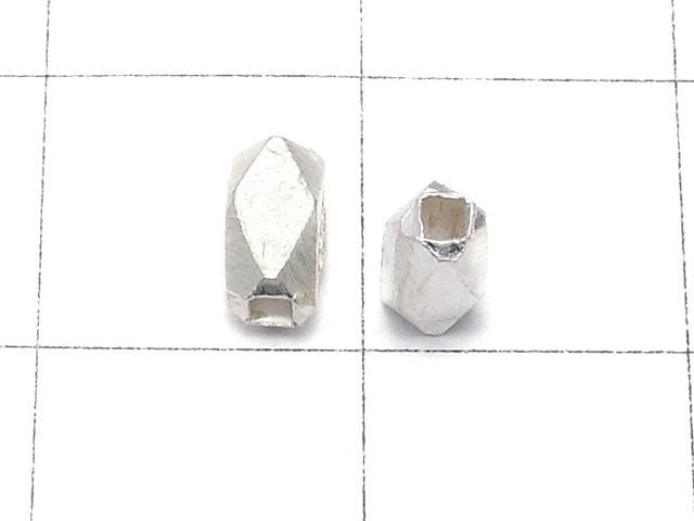 Karen Silver Faceted Tube 6x3x3mm White Silver 5pcs