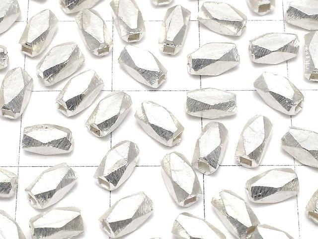 Karen Silver Faceted Tube 6x3x3mm White Silver 5pcs
