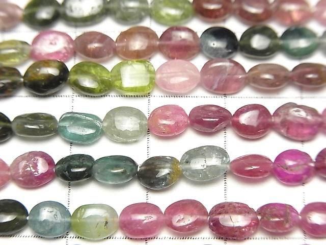 Hochwertig Multicolor Turmalin AA++ oval - Nugget 1Strang Perlen (ca. 32 cm)