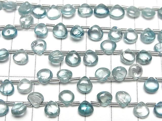 Hochwertig natürlicher blauer Zirkon AA++ Kastanie (glatt) halb oder 1Strang Perlen (28Stk)