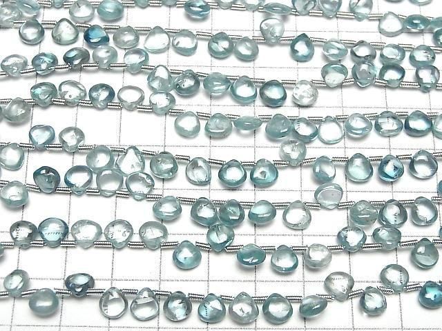 Hochwertig natürlicher blauer Zirkon AA++ Kastanie (glatt) halb oder 1Strang Perlen (28Stk)