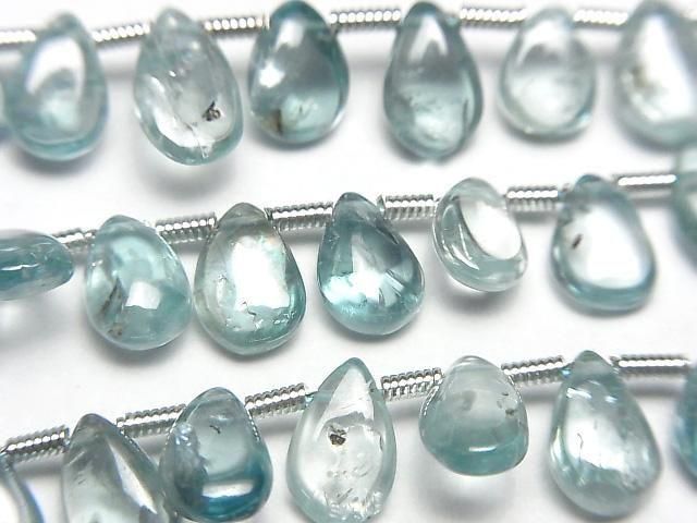 Hochwertig natürlicher blauer Zirkon AA++ Birnenform (glatt) halb oder 1Strang Perlen (ca. 18 cm)