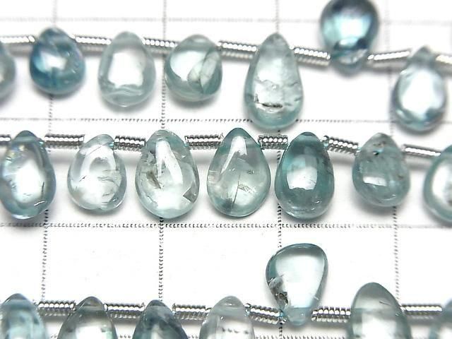 Hochwertig natürlicher blauer Zirkon AA++ Birnenform (glatt) halb oder 1Strang Perlen (ca. 18 cm)