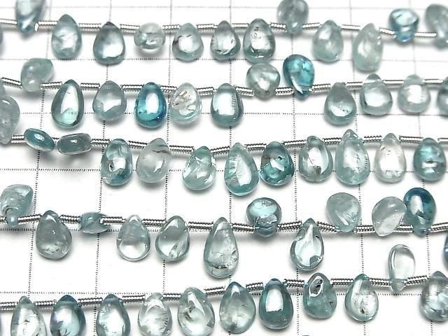 Hochwertig natürlicher blauer Zirkon AA++ Birnenform (glatt) halb oder 1Strang Perlen (ca. 18 cm)