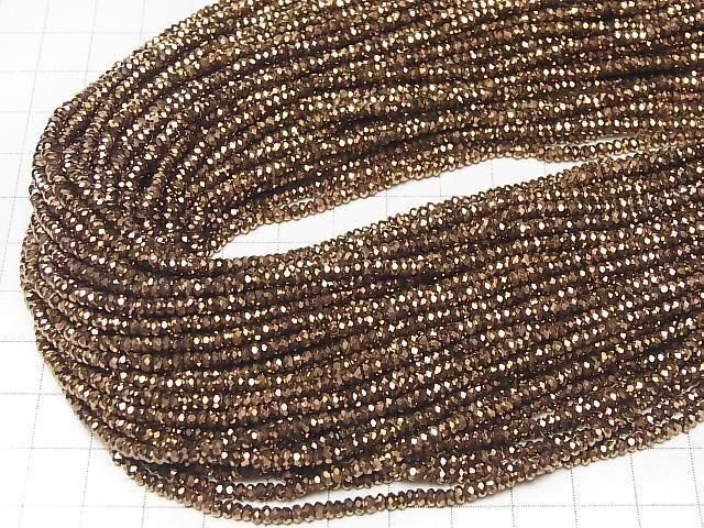Hochwertig! Hämatit facettierte Knopf-Rondelle 3x3x1mm bronzefarben beschichtet 1Strang Perlen (ca. 37 cm)