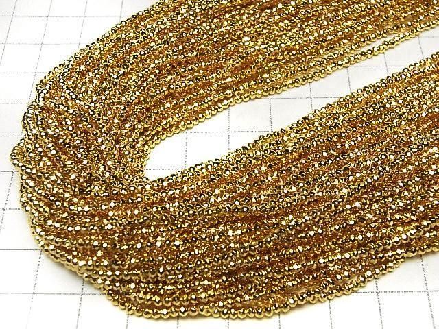 赤鐵礦刻面鈕扣扁珠 2x2x1mm 鍍金 1串珠子 (約15英寸/37厘米) 高品質!