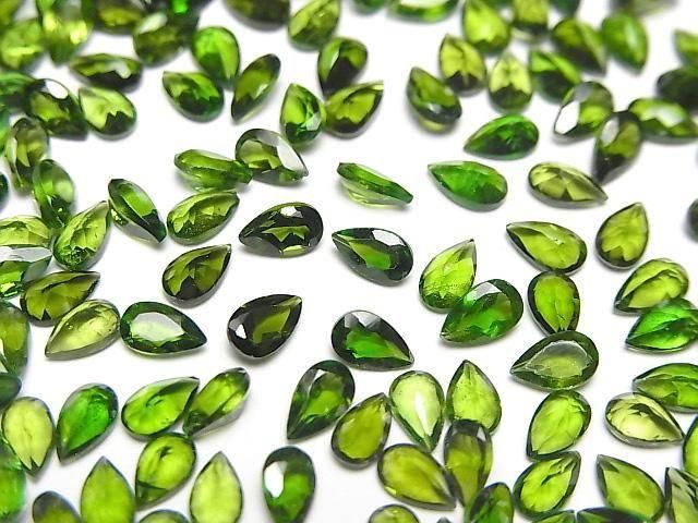 Hochwertiger Chromdiopsid AAA- Lose Steine Tropfenform facettiert 5x3mm 3Stücke