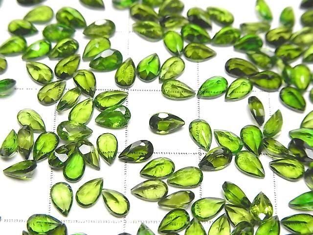 Hochwertiger Chromdiopsid AAA- Lose Steine Tropfenform facettiert 5x3mm 3Stücke