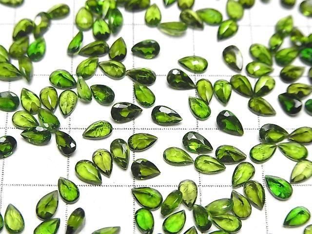 Hochwertiger Chromdiopsid AAA- Lose Steine Tropfenform facettiert 5x3mm 3Stücke