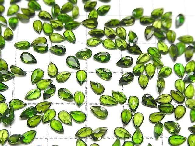 Hochwertiger Chromdiopsid AAA- Lose Steine Tropfenform facettiert 5x3mm 3Stücke