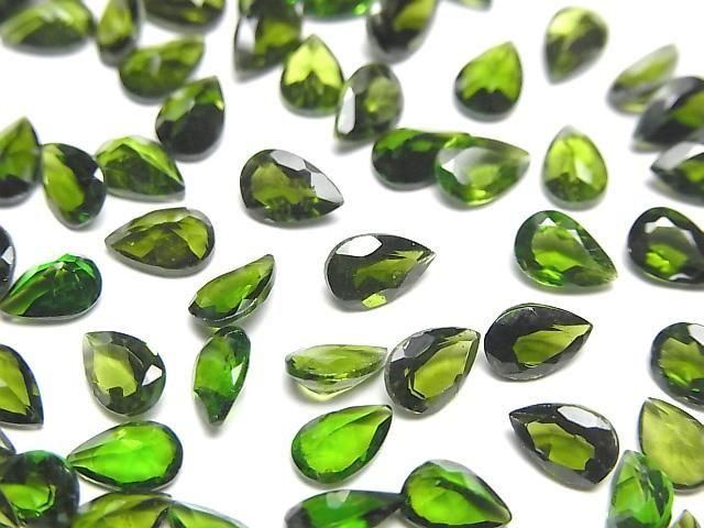 Hochwertiger Chromdiopsid AAA- Lose Steine Tropfenform facettiert 6x4mm 2Stücke