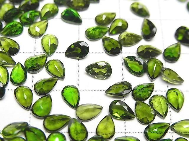 Hochwertiger Chromdiopsid AAA- Lose Steine Tropfenform facettiert 6x4mm 2Stücke