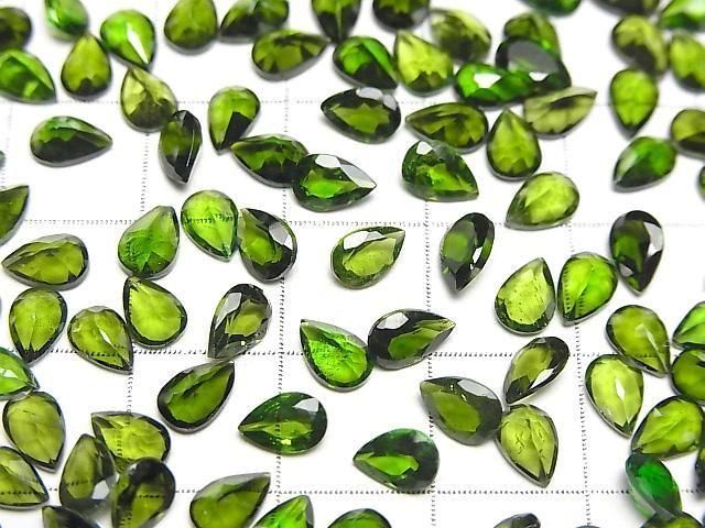 Hochwertiger Chromdiopsid AAA- Lose Steine Tropfenform facettiert 6x4mm 2Stücke
