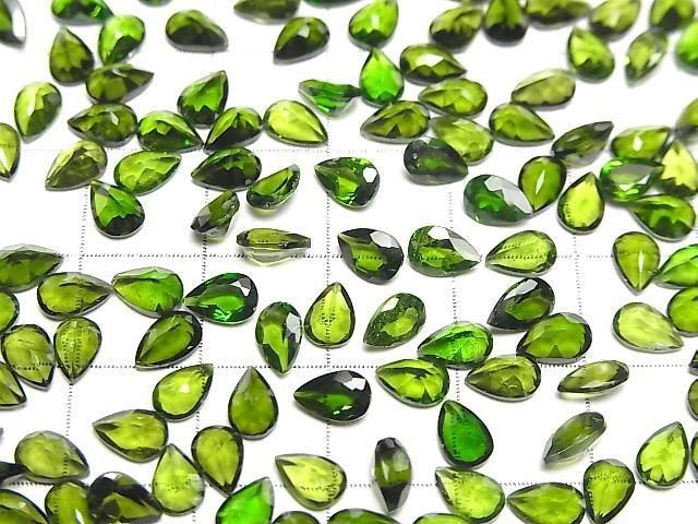 Hochwertiger Chromdiopsid AAA- Lose Steine Tropfenform facettiert 6x4mm 2Stücke