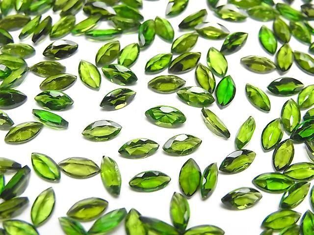 Hochwertiger Chromdiopsid AAA- Lose Steine Marquise facettiert 6x3mm 3Stücke