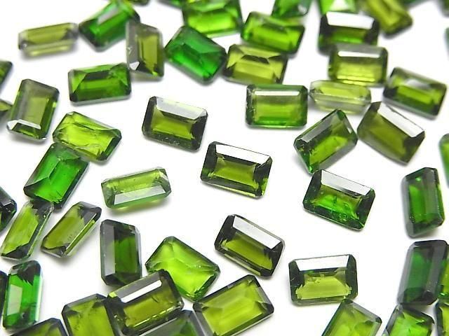 Hochwertiger Chromdiopsid AAA- Lose Steine Rechteck facettiert 6x4mm 2Stücke