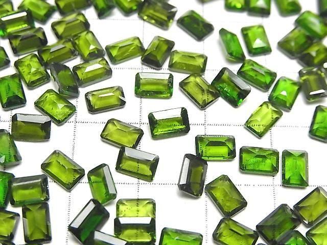 Hochwertiger Chromdiopsid AAA- Lose Steine Rechteck facettiert 6x4mm 2Stücke