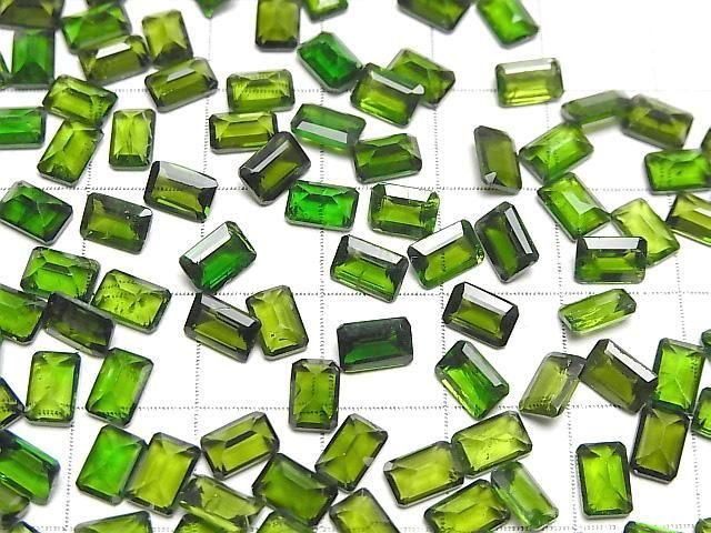 Hochwertiger Chromdiopsid AAA- Lose Steine Rechteck facettiert 6x4mm 2Stücke